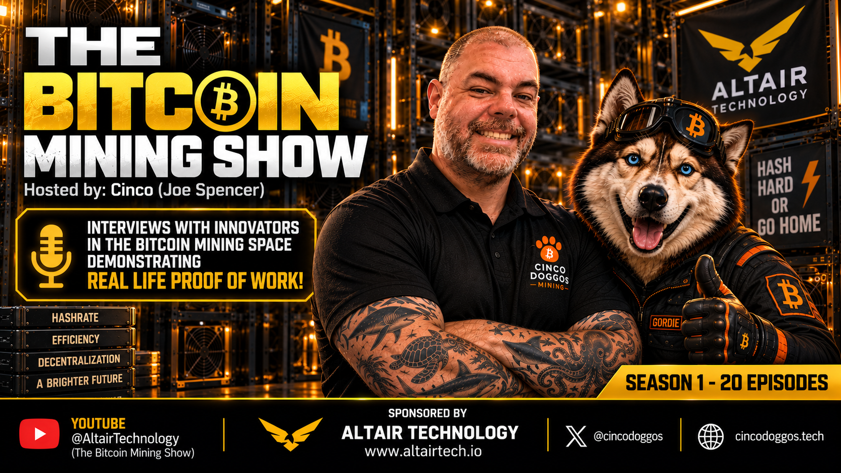 The Bitcoin Mining Show — hosted by Cinco Doggos (Joe Spencer), sponsored by Altair Technology